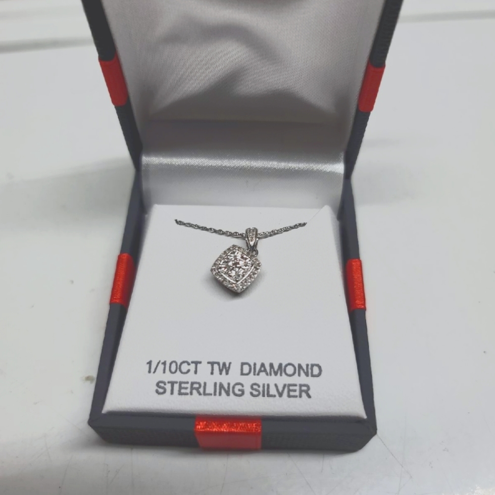 Diamond and sterling silver necklace